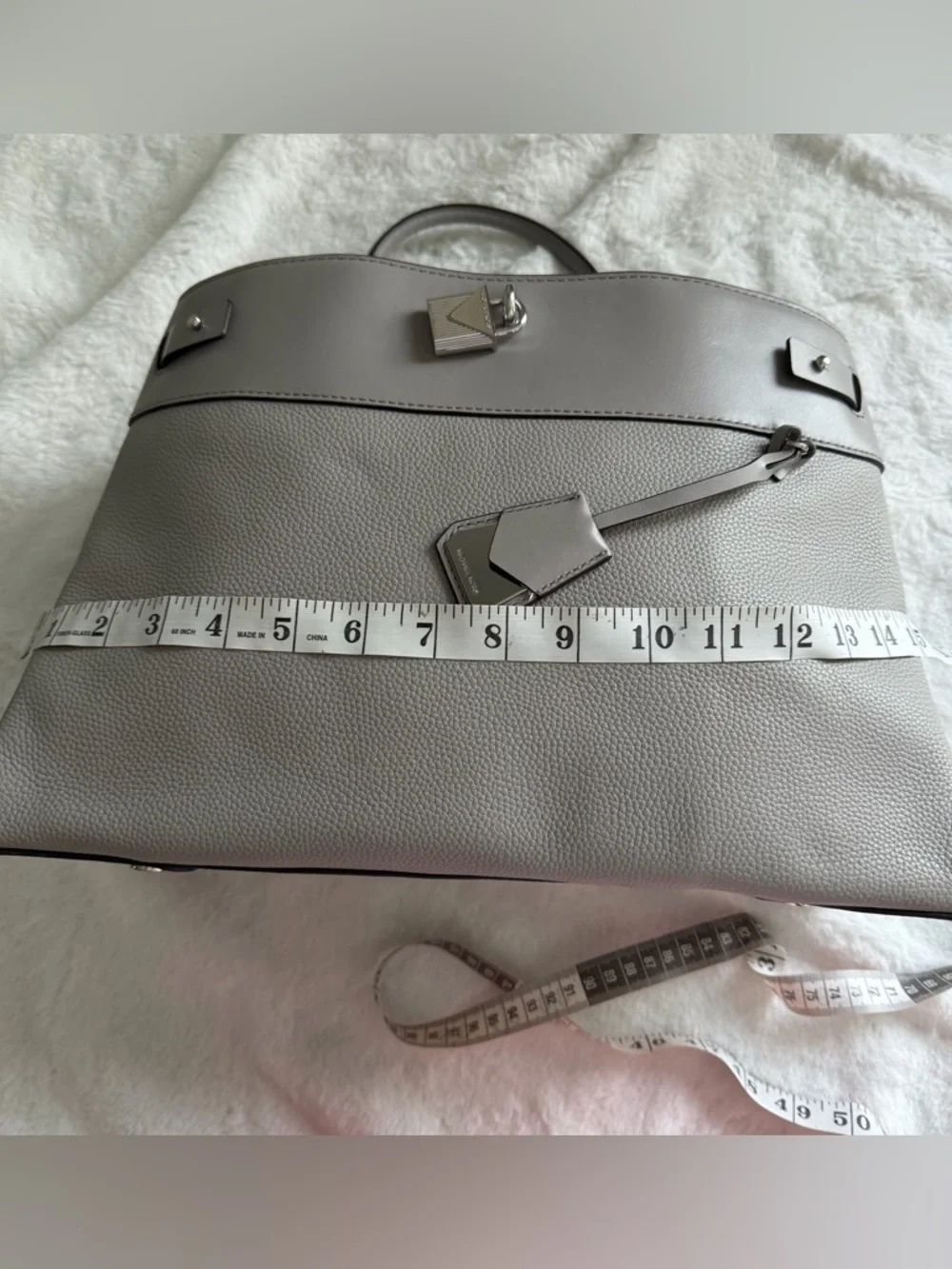 Michael Kors Pebbled Leather Satchel – Neutral/Taupe | Silver Hardware - Picture 5 of 14